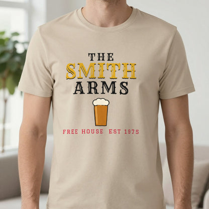 Personalised Pub Sign T-Shirt & Sweatshirt T-Shirt in Sand, worn, our photo