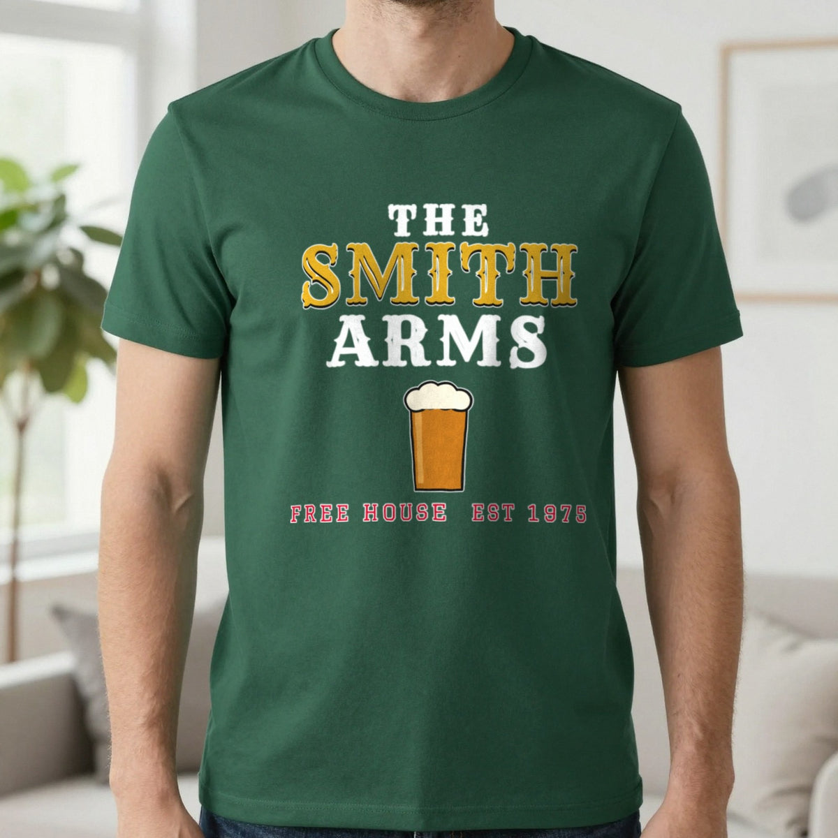Personalised Pub Sign T-Shirt & Sweatshirt T-Shirt in Forest Green, worn, our photo
