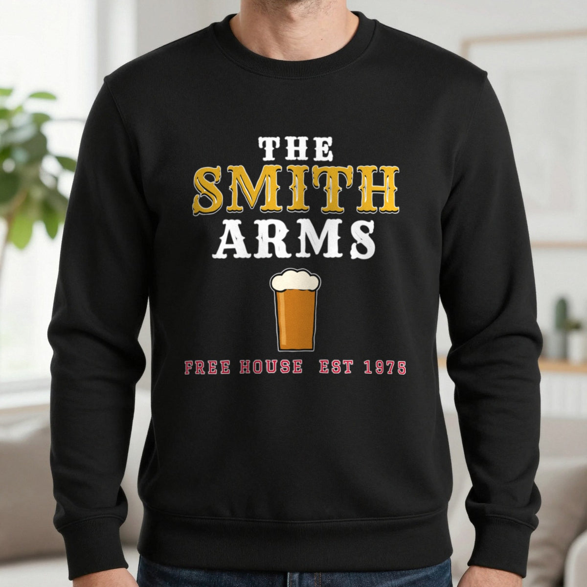 Personalised Pub Sign T-Shirt & Sweatshirt Sweatshirt in Black, worn, our photo