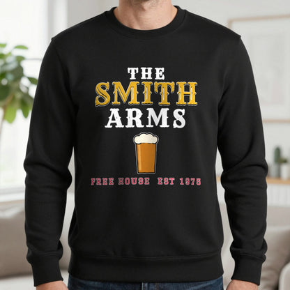 Personalised Pub Sign T-Shirt & Sweatshirt Sweatshirt in Black, worn, our photo
