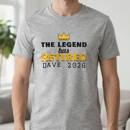 Personalised The Legend Has Retired T-Shirt T-Shirt in Sport Grey, worn, our photo