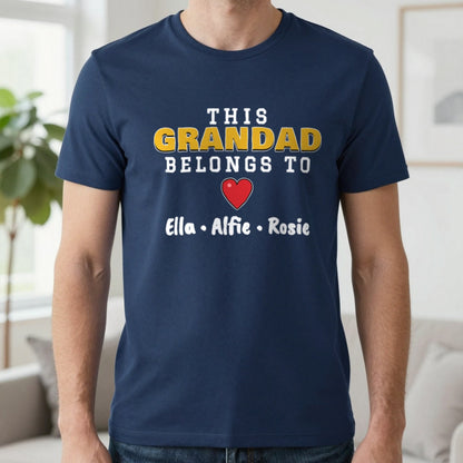 Personalised This Grandad Belongs To T-Shirt & Sweatshirt T-Shirt in Navy, worn, our photo