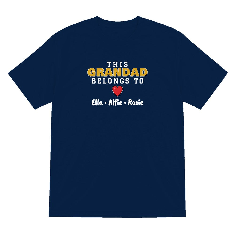 Personalised This Grandad Belongs To T-Shirt & Sweatshirt laid flat