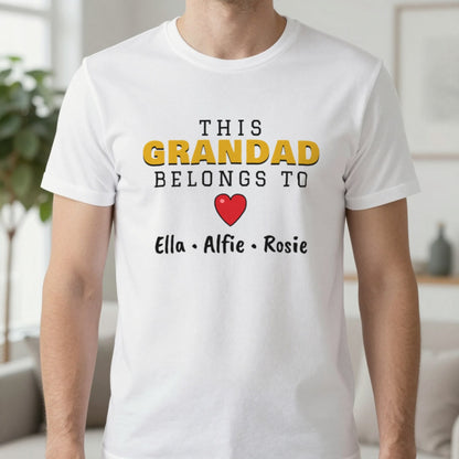 Personalised This Grandad Belongs To T-Shirt & Sweatshirt T-Shirt in White, worn, our photo