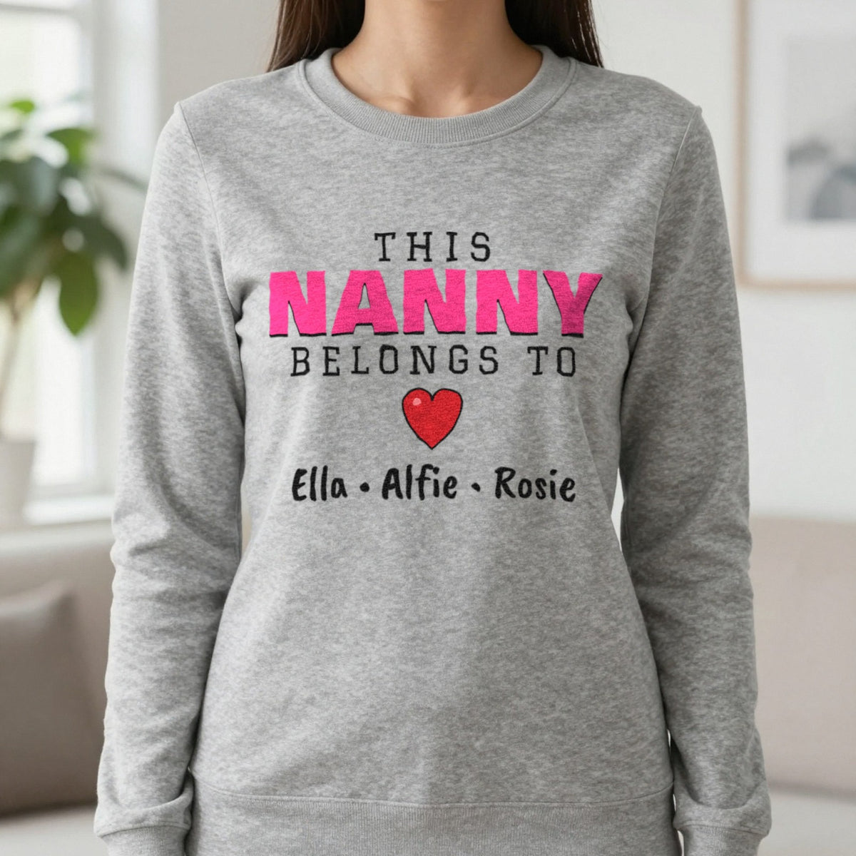 Personalised This Nanny Belongs To T-Shirt & Sweatshirt Sweatshirt in Sport Grey, worn, our photo