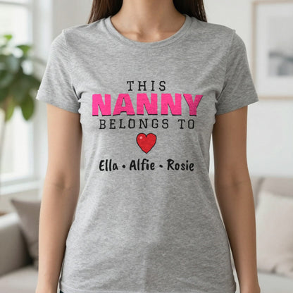 Personalised This Nanny Belongs To T-Shirt & Sweatshirt T-Shirt in Sport Grey, worn, our photo