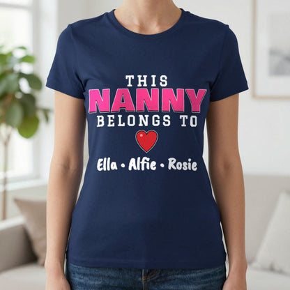 Personalised This Nanny Belongs To T-Shirt & Sweatshirt T-Shirt in Navy, worn, our photo