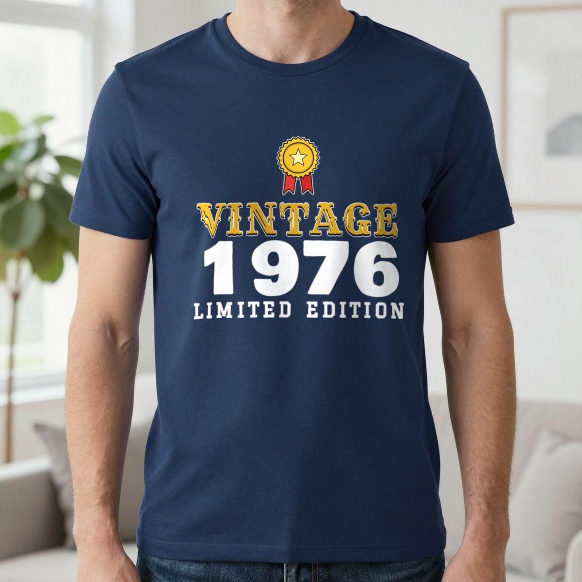 Personalised Vintage Year Limited Edition T-Shirt T-Shirt in Navy, worn, our photo