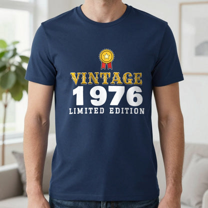 Personalised Vintage Year Limited Edition T-Shirt T-Shirt in Navy, worn, our photo
