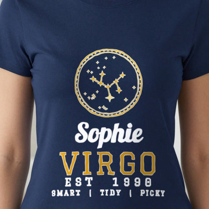 Personalised Virgo T-Shirt & Sweatshirt print close-up, our photo