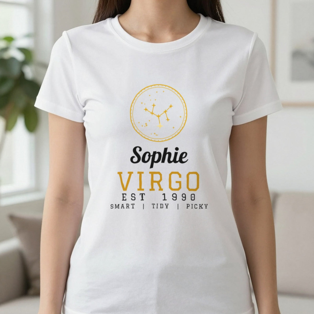 Personalised Virgo T-Shirt & Sweatshirt T-Shirt in White, worn, our photo