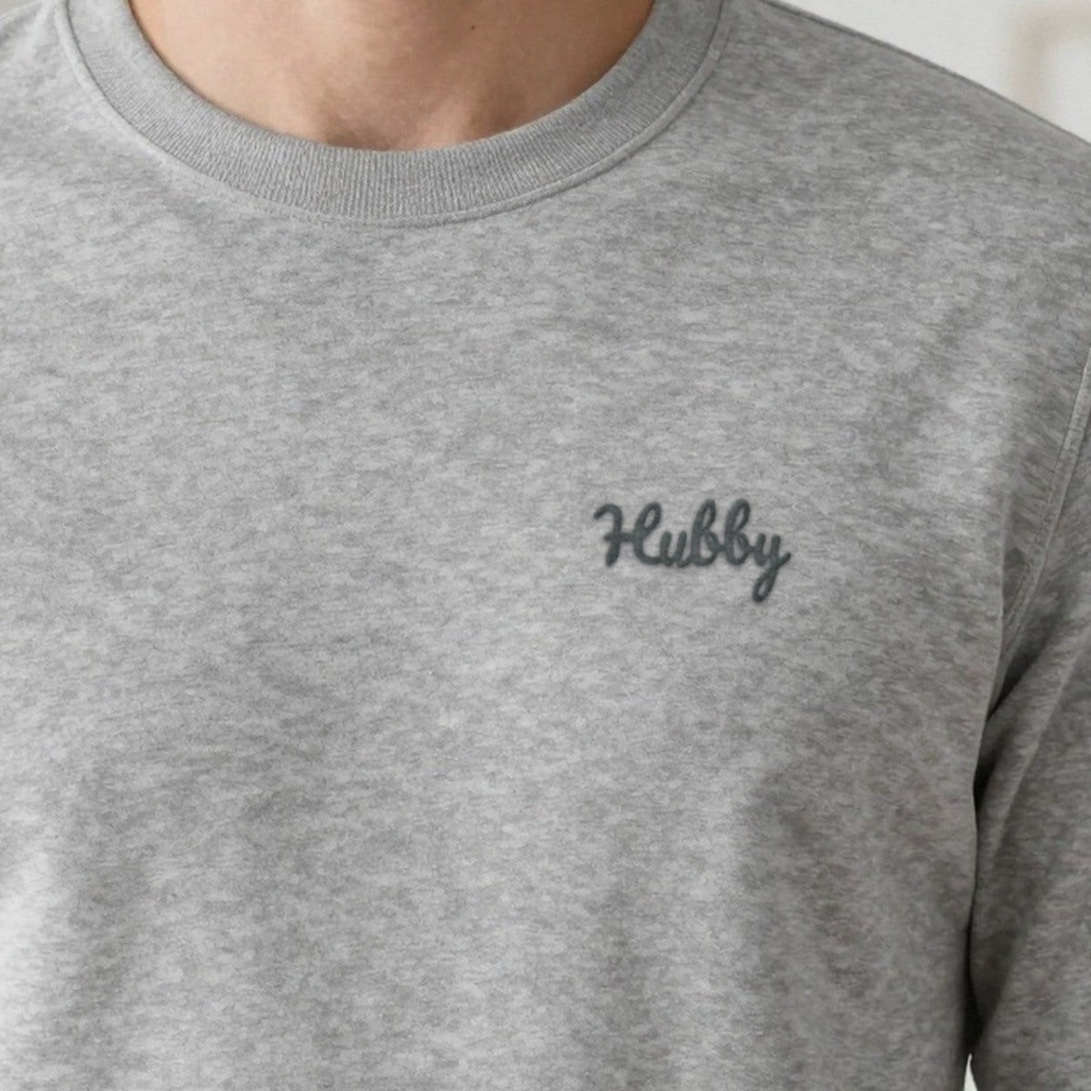 Wifey and Hubby Sweatshirts Set, hubby sweatshirt in ash, embroidered