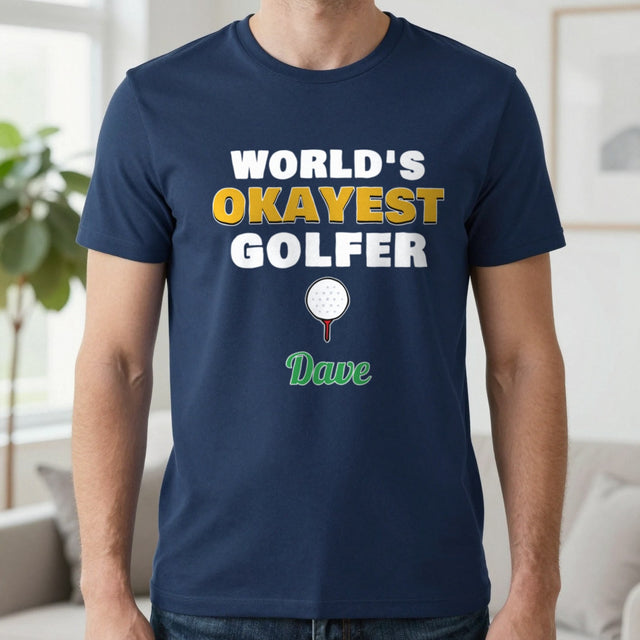Personalised World's Okayest Golfer T-Shirt & Sweatshirt | Funny Golf Gift With Name