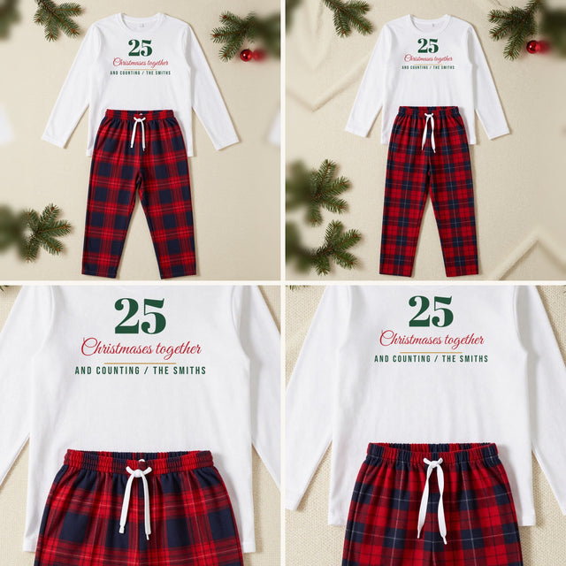 25 Christmases Together Personalised Matching Couples Christmas Pyjamas Set