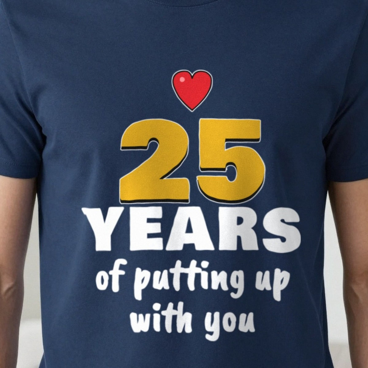 Personalised Years Of Putting Up With You T-Shirt print close-up, our photo