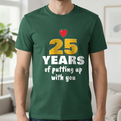 Personalised Years Of Putting Up With You T-Shirt T-Shirt in Forest Green, worn, our photo