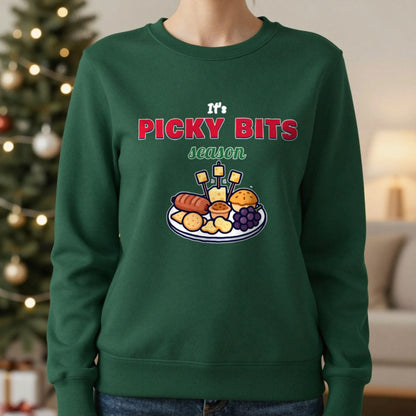 It's Picky Bits Season Christmas Jumper & T-Shirt in Forest Green (Sweatshirt), worn, our photo