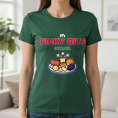 It's Picky Bits Season Christmas Jumper & T-Shirt in Forest Green (T-Shirt), worn, our photo