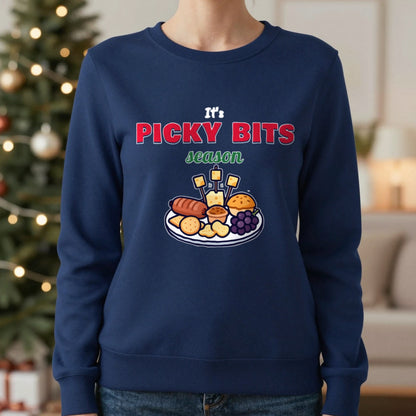 It's Picky Bits Season Christmas Jumper & T-Shirt in Navy (Sweatshirt), worn, our photo