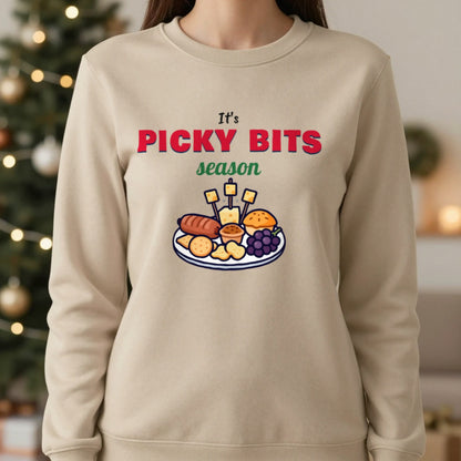 It's Picky Bits Season Christmas Jumper & T-Shirt in Sand (Sweatshirt), worn, our photo