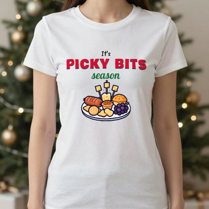 It's Picky Bits Season Christmas Jumper & T-Shirt in White (T-Shirt), worn, our photo
