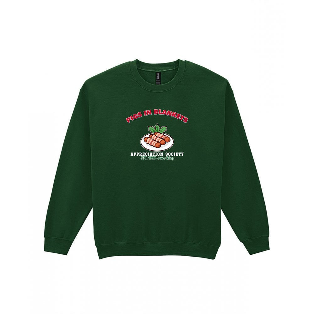 Pigs in Blankets Appreciation Society Christmas Jumper & T-Shirt Sweatshirt in Forest Green