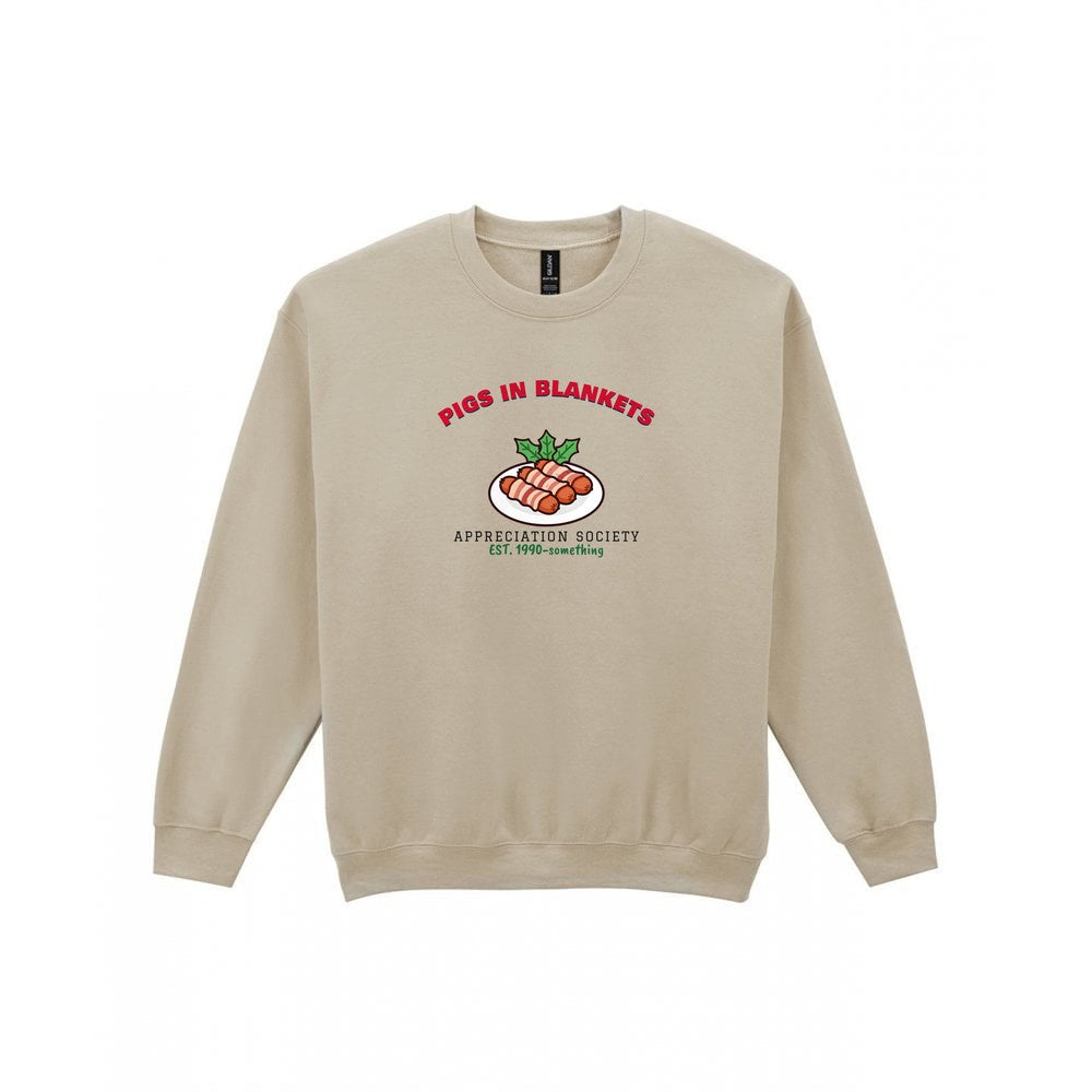 Pigs in Blankets Appreciation Society Christmas Jumper & T-Shirt Sweatshirt in Sand