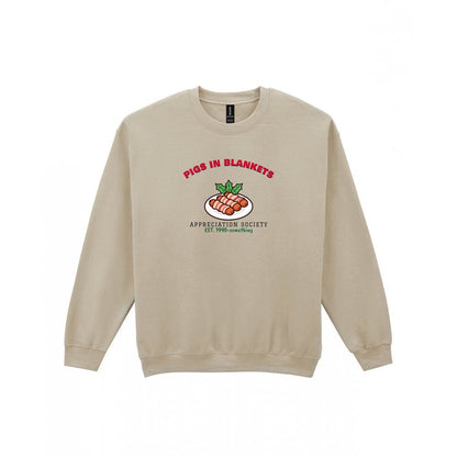 Pigs in Blankets Appreciation Society Christmas Jumper & T-Shirt Sweatshirt in Sand