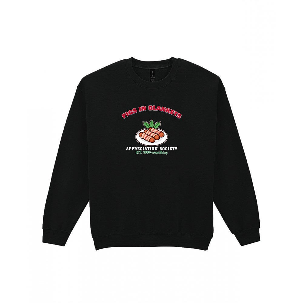 Pigs in Blankets Appreciation Society Christmas Jumper & T-Shirt Sweatshirt in Black