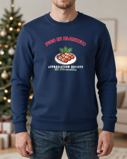 Pigs in Blankets Appreciation Society Christmas Jumper & T-Shirt worn