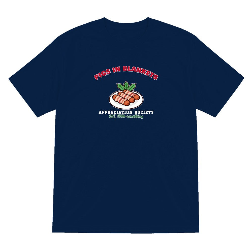 Pigs in Blankets Appreciation Society Christmas Jumper & T-Shirt T-Shirt in Navy