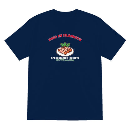 Pigs in Blankets Appreciation Society Christmas Jumper & T-Shirt T-Shirt in Navy