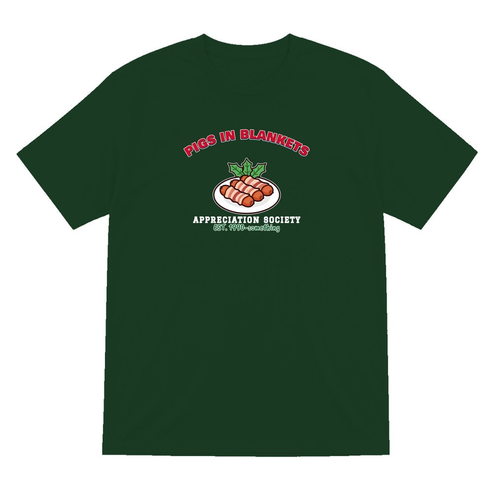 Pigs in Blankets Appreciation Society Christmas Jumper & T-Shirt T-Shirt in Forest Green