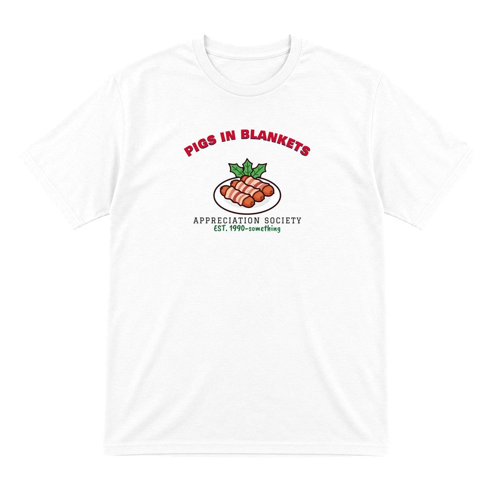 Pigs in Blankets Appreciation Society Christmas Jumper & T-Shirt T-Shirt in White