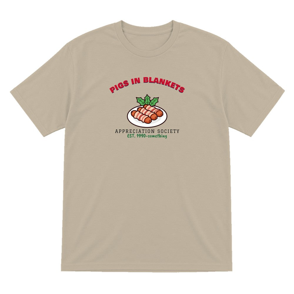 Pigs in Blankets Appreciation Society Christmas Jumper & T-Shirt T-Shirt in Sand