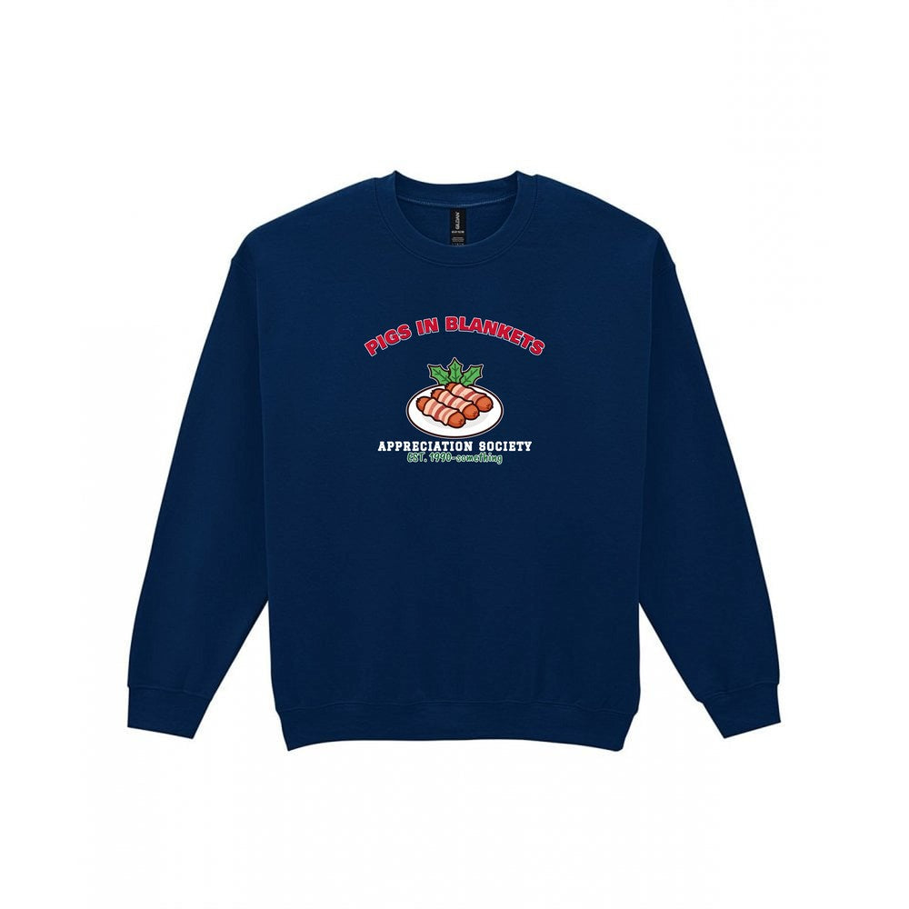 Pigs in Blankets Appreciation Society Christmas Jumper & T-Shirt Sweatshirt in Navy