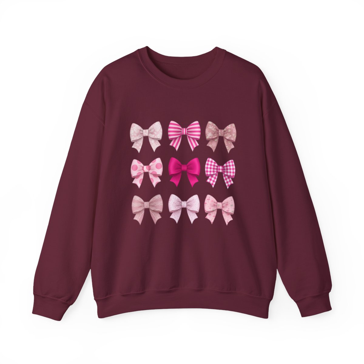 white sweatshirt with pink bow collage coquette print