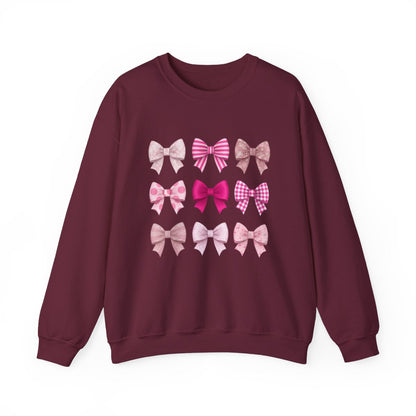 white sweatshirt with pink bow collage coquette print