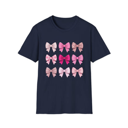 pink t-shirt with bow pattern design for women