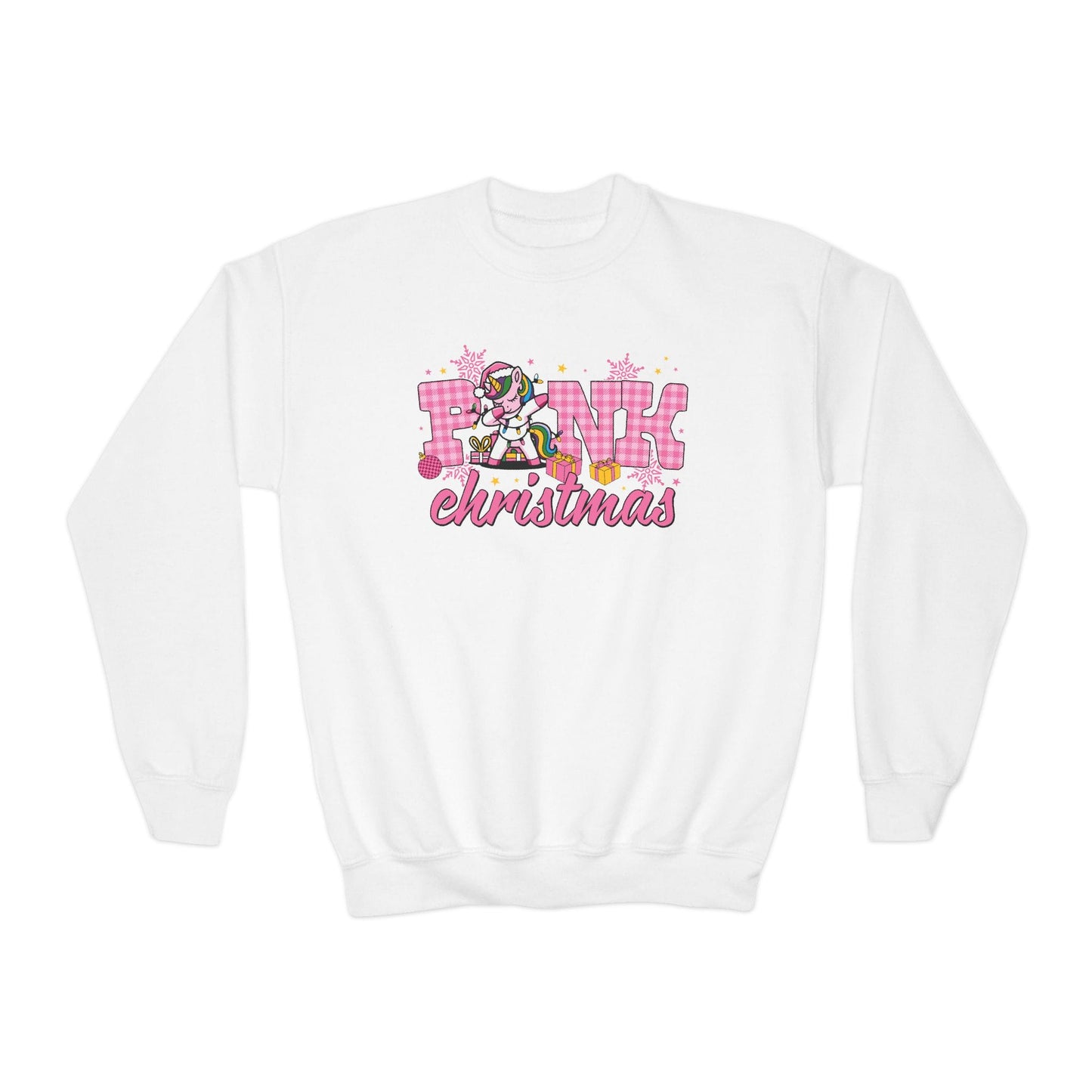 pink christmas unicorn youth sweatshirt white sweatshirt Christmas gift idea