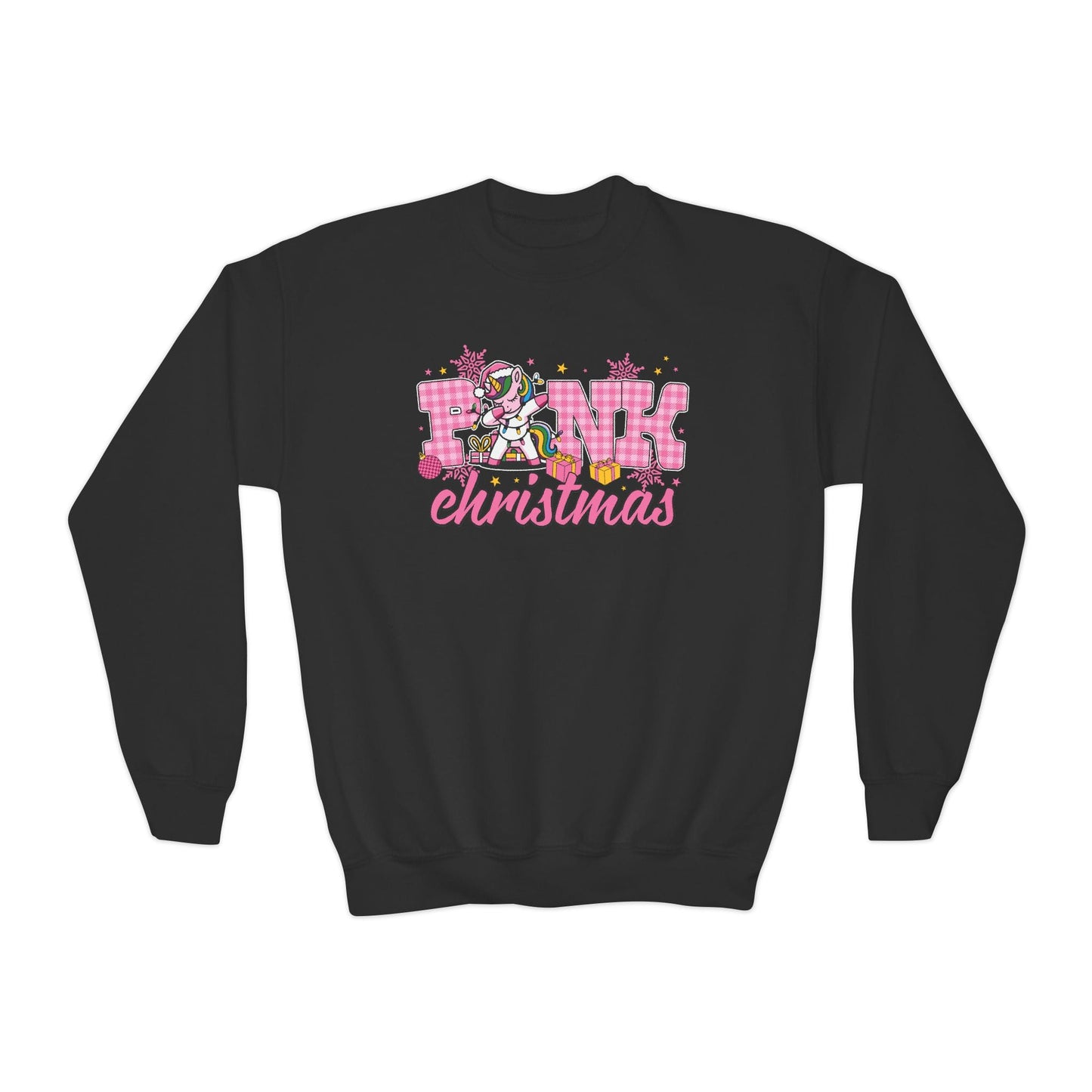 pink christmas unicorn youth sweatshirt black sweatshirt Christmas gift idea
