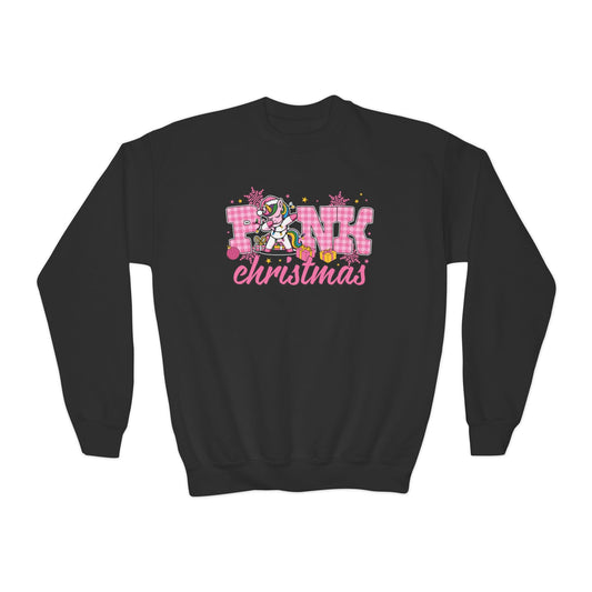 pink christmas unicorn youth sweatshirt black sweatshirt Christmas gift idea