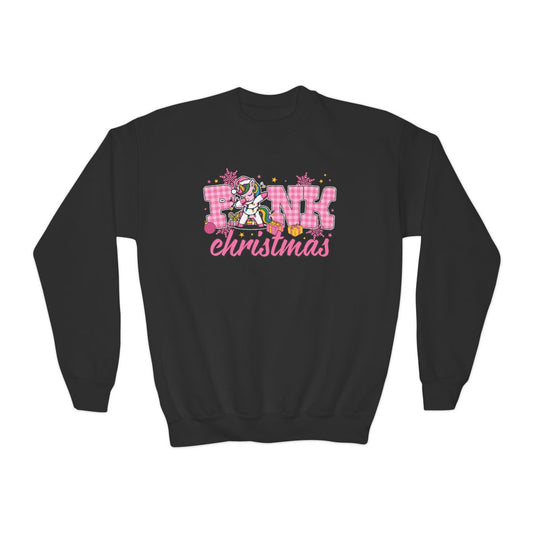 Pink Christmas Unicorn Youth Sweatshirt - funny t-shirt by Cheeky Business