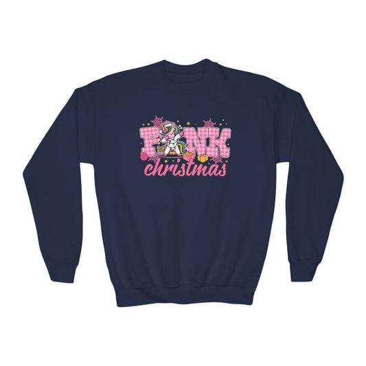 Pink Christmas Unicorn Youth Sweatshirt - funny t-shirt by Cheeky Business