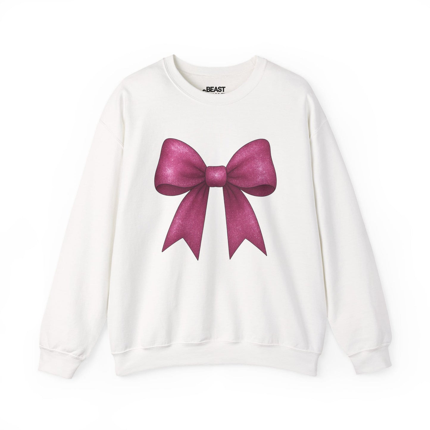 pink glitter bow sweatshirt white sweatshirt coquette gift idea
