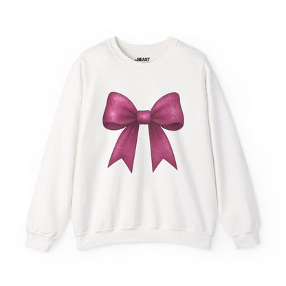pink glitter bow sweatshirt white sweatshirt coquette gift idea