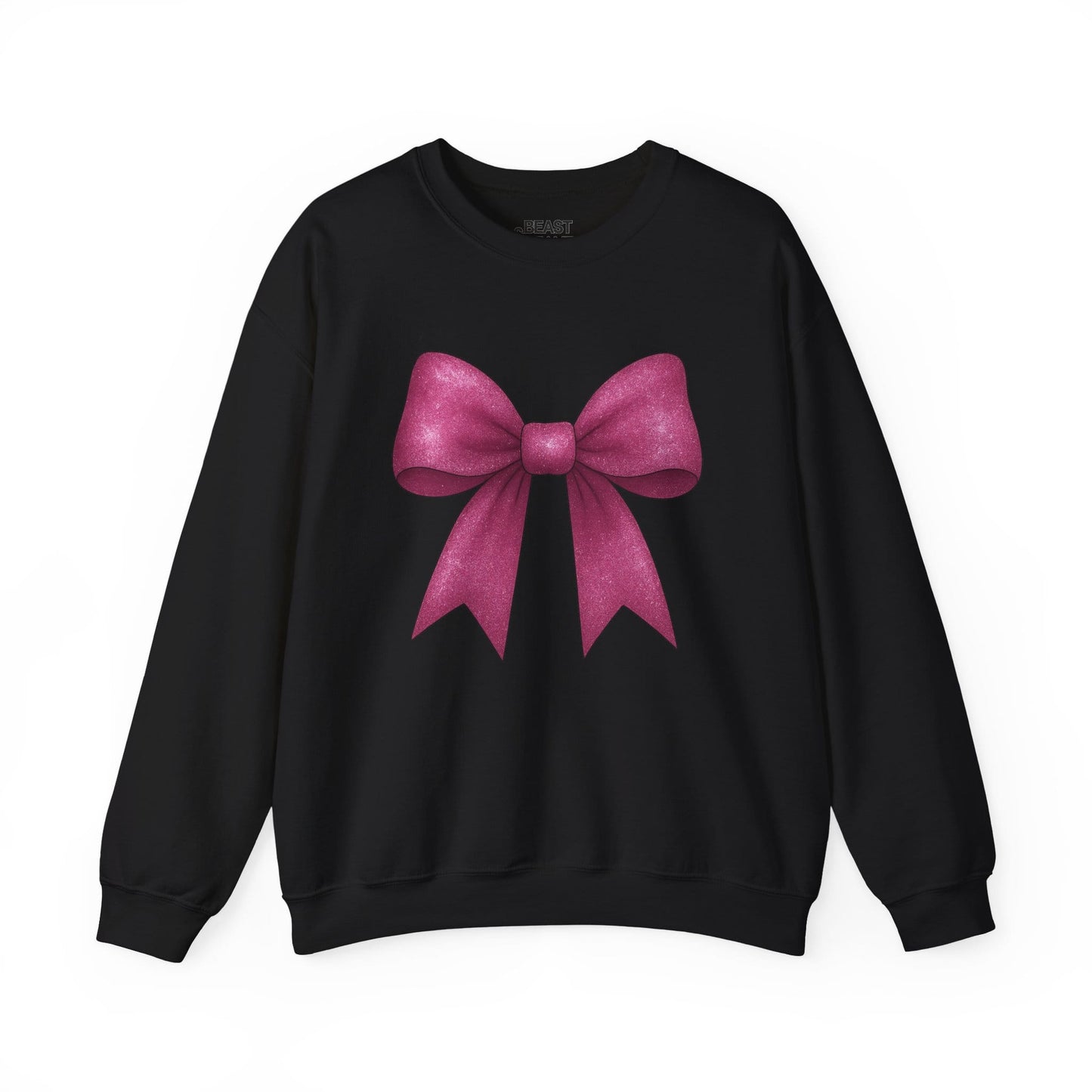 pink glitter bow sweatshirt black sweatshirt coquette gift idea