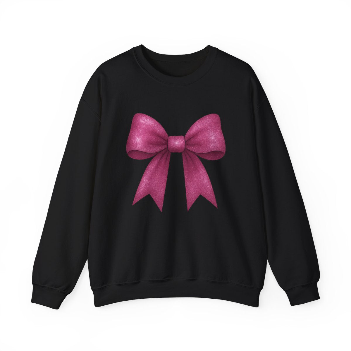 light pink sweatshirt with bold glitter bow coquette design for her