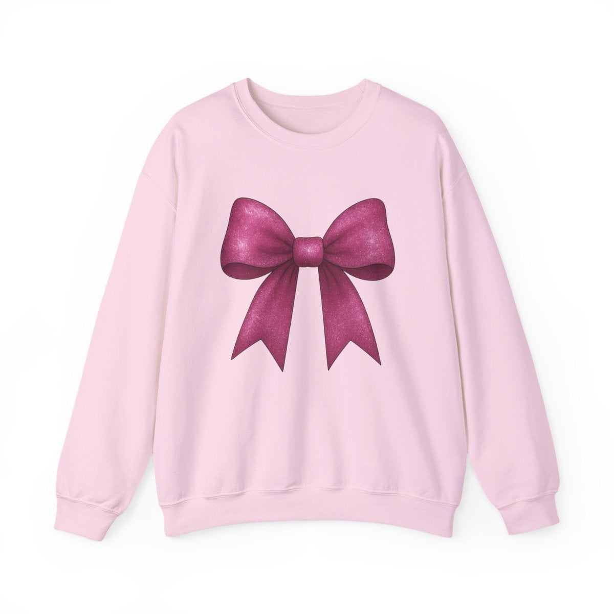 navy sweatshirt with pink glitter bow feminine graphic