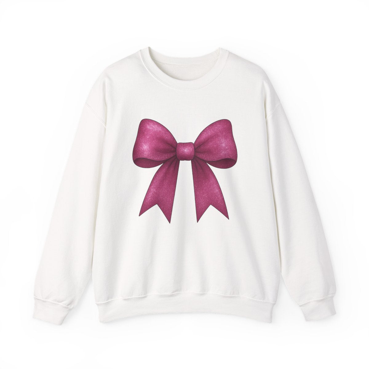 white sweatshirt with glitter bow coquette design casual wear
